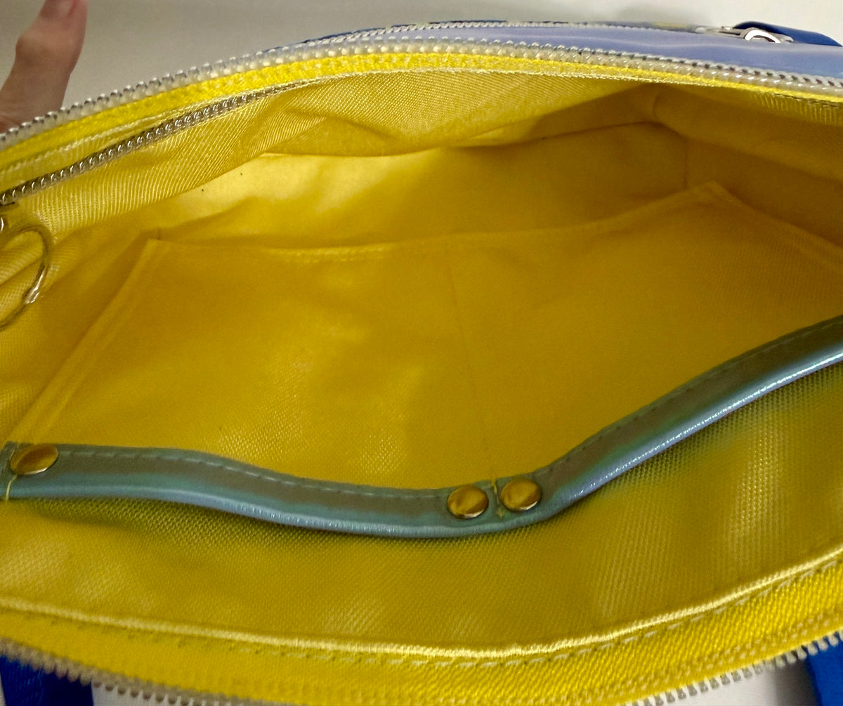 Starry Night Inspired Crossbody Bag yellow interior with slip pockets
